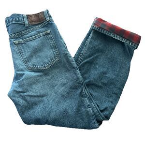 Eddie Bauer Relaxed Fit Men’s 36x32 Flannel Lined Blue Denim Jeans 31” Inseam